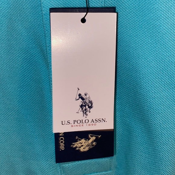 US Polo ASSN Pique Polo w/ Embossed Logo Painter’s Aqua Color Size Large - Picture 5 of 9